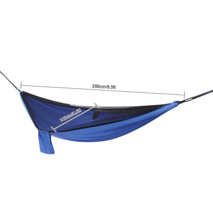 Blue Camping Hammock (2.9*1.4 m) with Blue Waterproof Sun Shelter