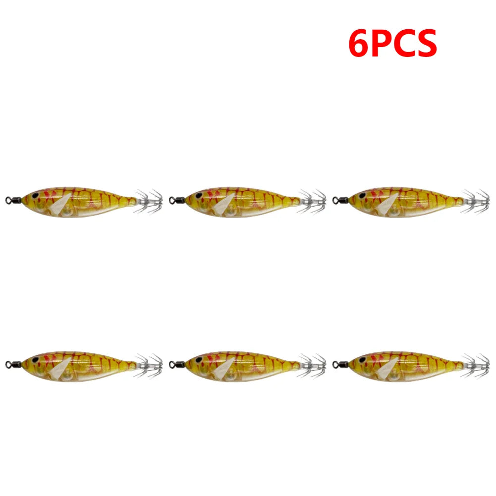 5.7g/8cm Squid Jig Baits Double Hook Glow In The Dark for Night Fishing