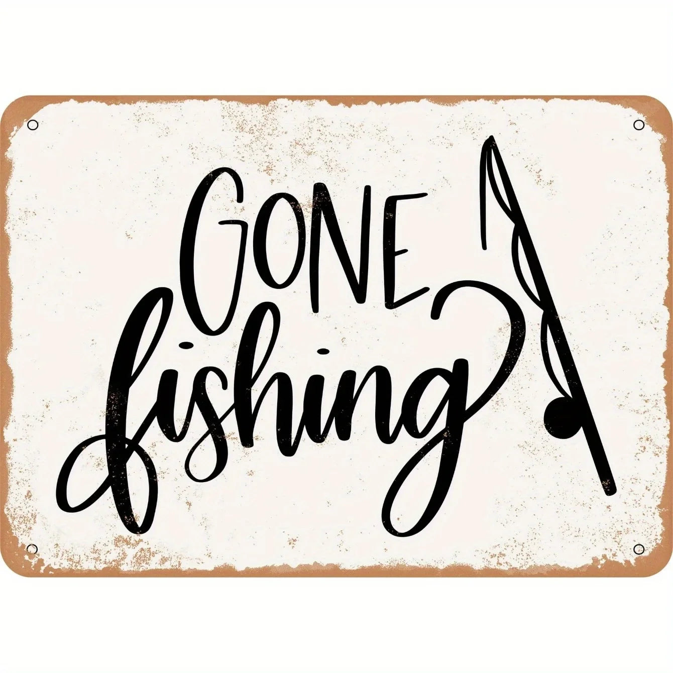 Rustic "Gone Fishing" Metal Sign - 8x12 Inch Aluminum Wall Decor