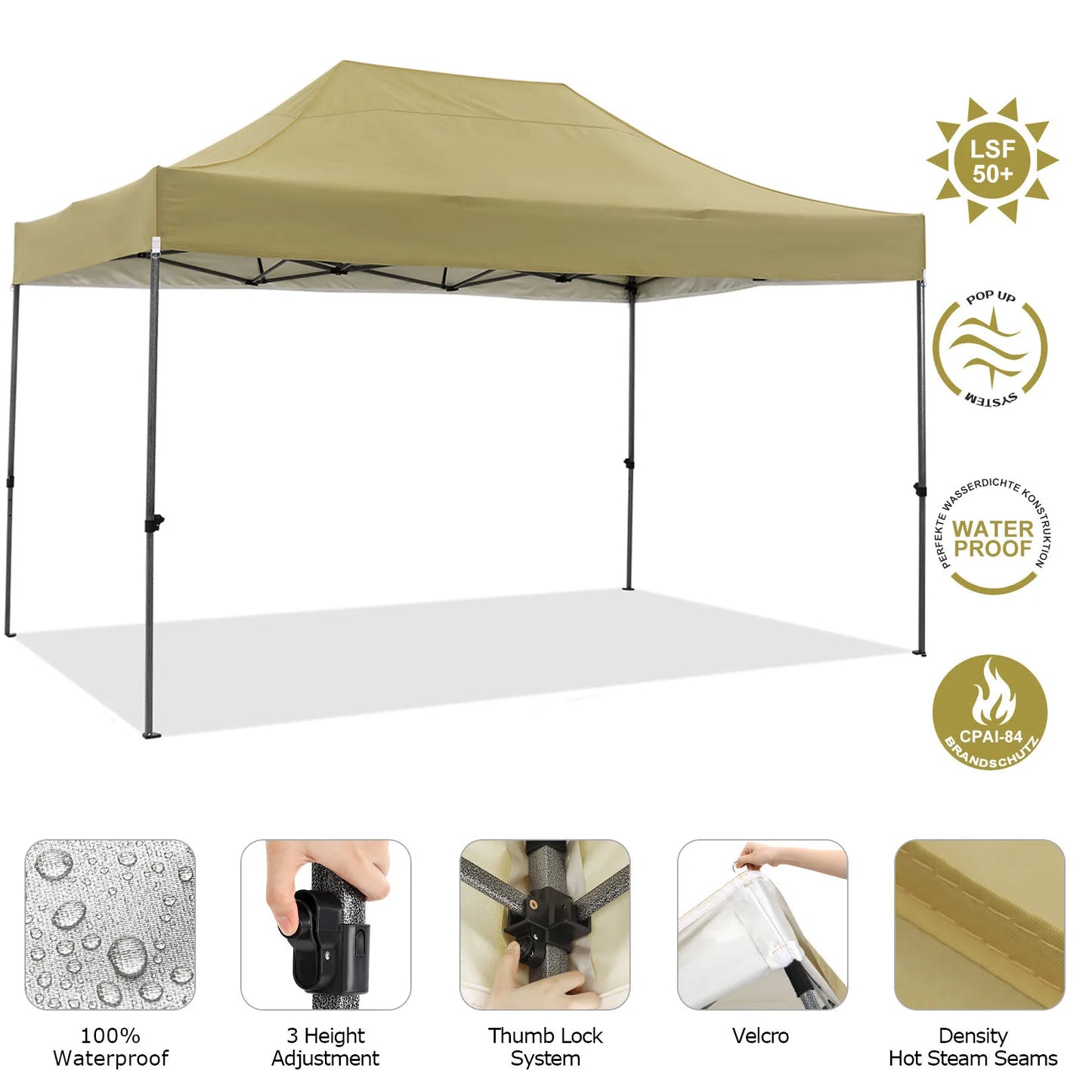 10x15 Pop Up Canopy without Sidewall, Heavy Duty Canopy All Season Wind Waterproof