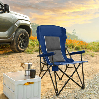 Outdoor Camping Chair, Portable Folding Lounge Moon Chair With Armrests,