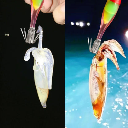 Luminous UV Blowing Fishing Lure  Artificial Bait Squid Jig for Sea Fishing