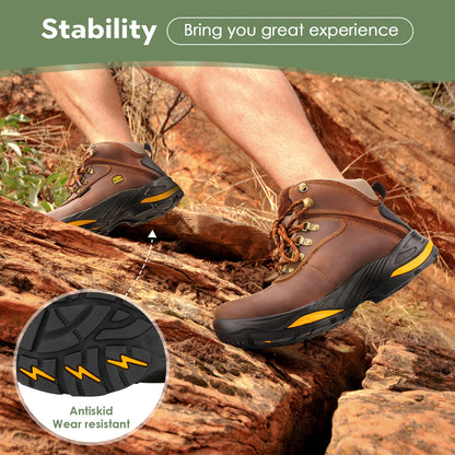 ,Soft Toe, Slip Resistant Safety , Waterproof Anti-Fatigue Brown