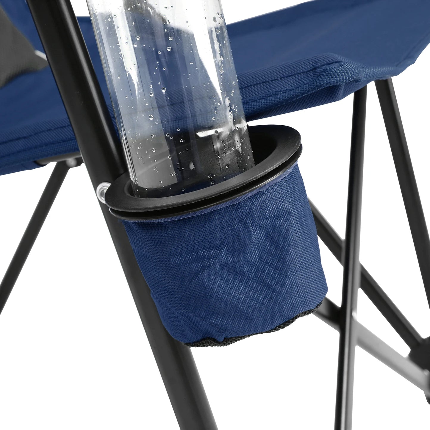 Outdoor Camping Chair, Portable Folding Lounge Moon Chair With Armrests,