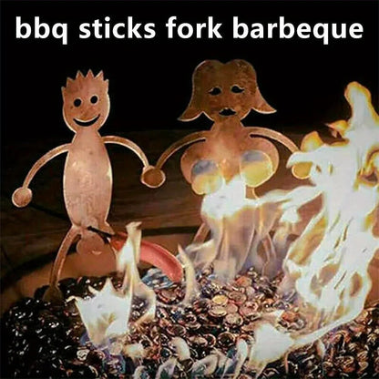 2pcs Hot Dog Boy and Marshmallow Girl Campfire Sticks