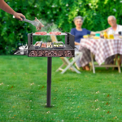 Single Post Outdoor Grill Heavy Duty l BBQ Park Style Cooking