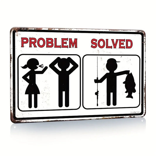 Vintage Fishing Metal Sign, 8"x12",