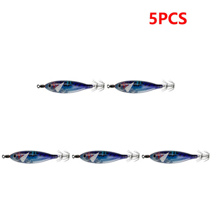 5.7g/8cm Squid Jig Baits Double Hook Glow In The Dark for Night Fishing