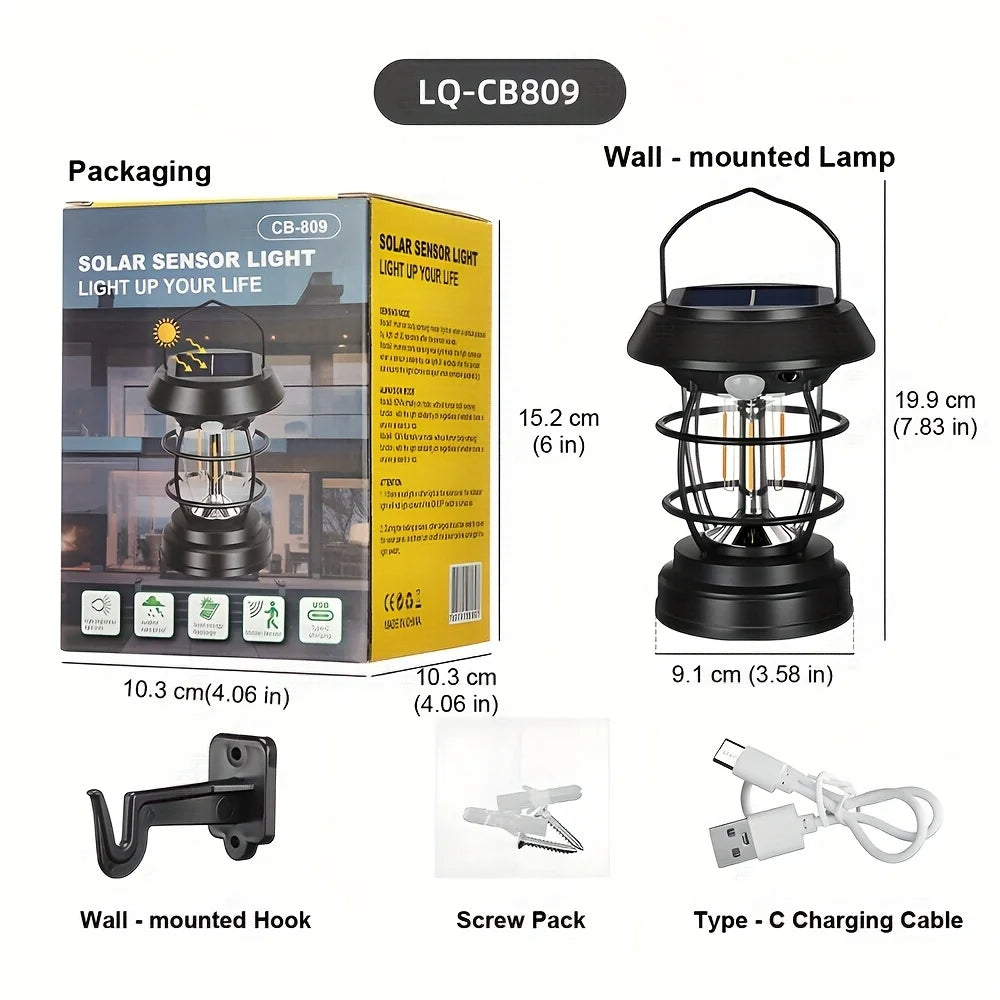 Solar Outdoor Lights 3 Speed Dimmable Solar Camping USB rechargeable  Emergency Lighting