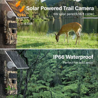 Jennov Solar Hunting Trail Camera 2.5k HD Wildlife Game Camera 4G SIM Card IP66 Waterproof PIR Motion Detection IR Night Vision