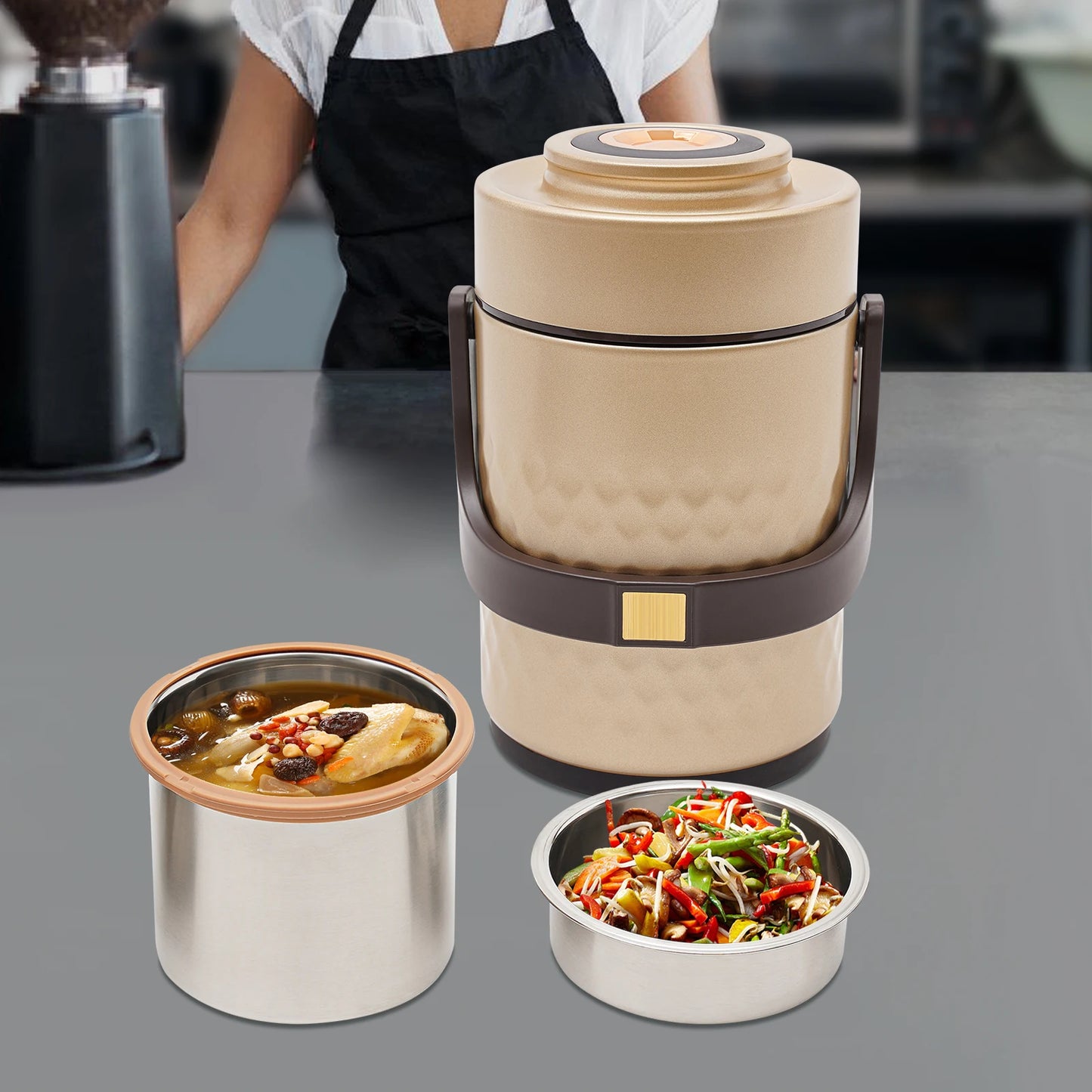 3-Tier Sealed Stackable Food Thermos, Insulated Lunch Box