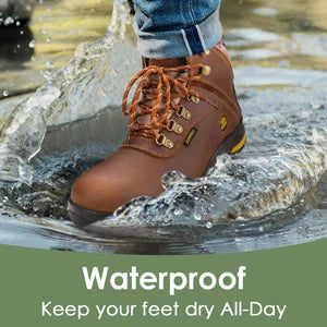 ,Soft Toe, Slip Resistant Safety , Waterproof Anti-Fatigue Brown