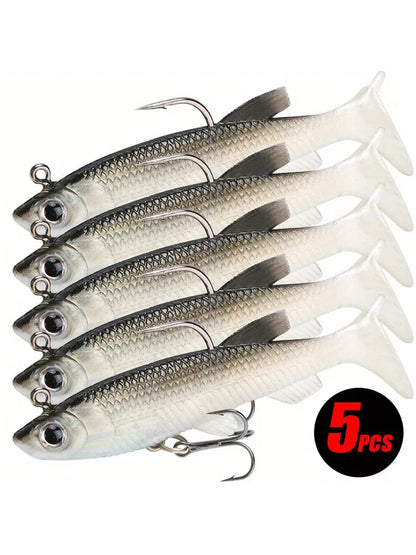 5Pcs Realistic Soft Bait-High-Quality Sharp Hook-