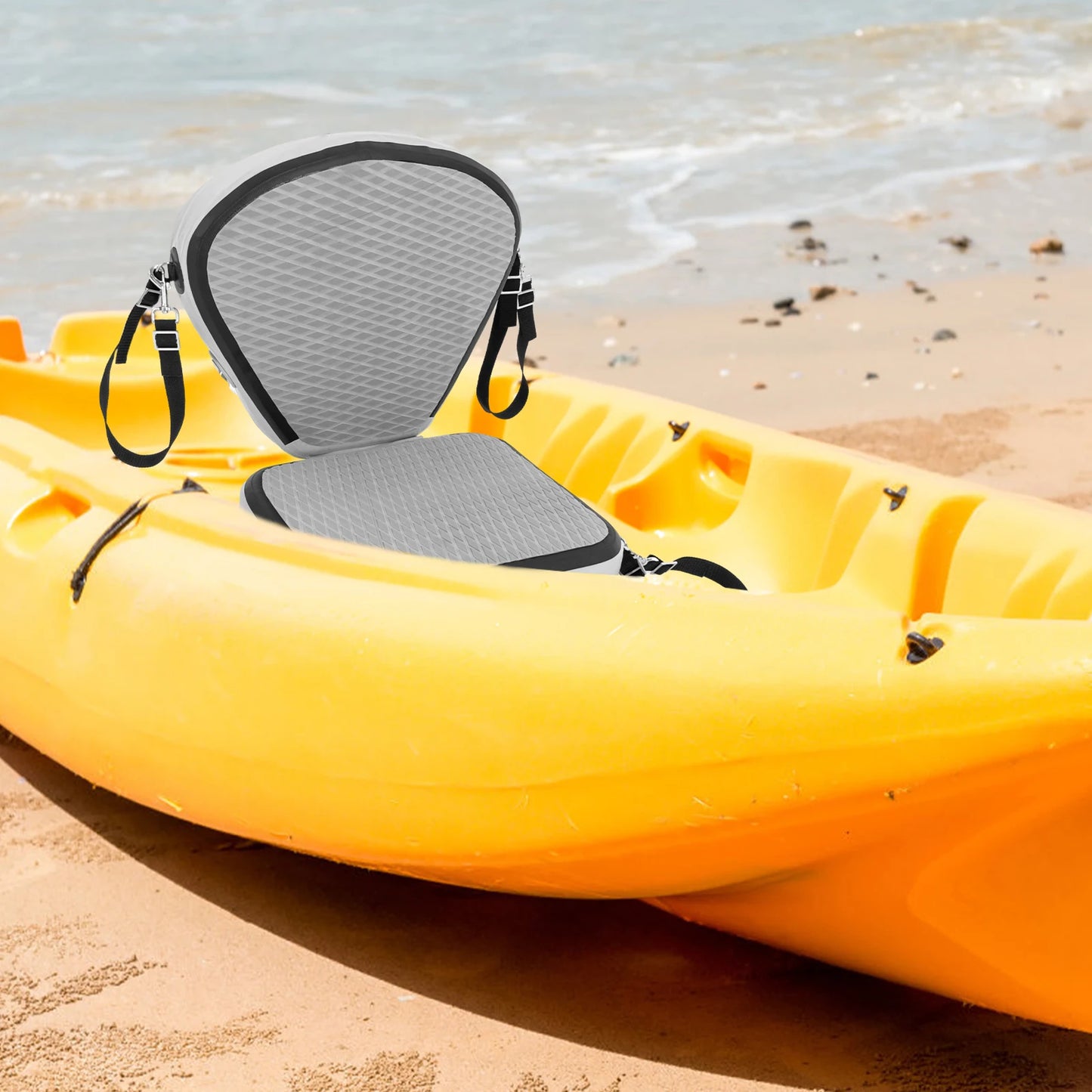 Grey Padded Kayak Seat for Canoeing, Drifting, Rafting, Fishing