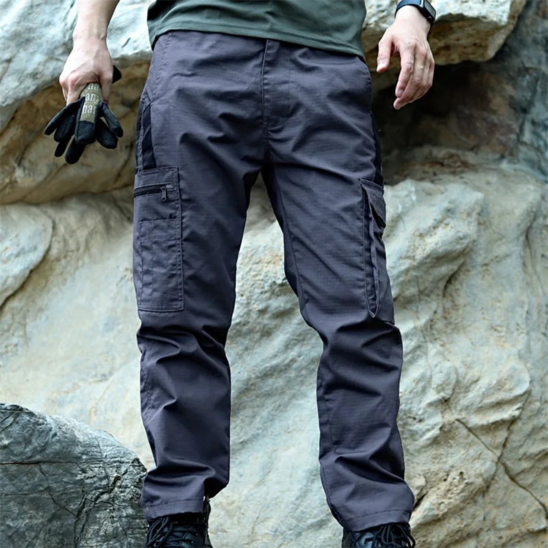 Men s Tactical Cargo Pants Lightweight Elastic Waist  with Multi-Pockets for Hiking and Camping