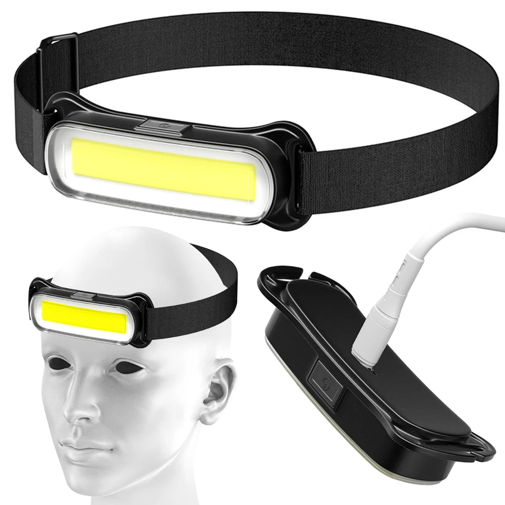 USB Rechargeable LED Headlamp Waterproof  Adjustable Headband Head Light