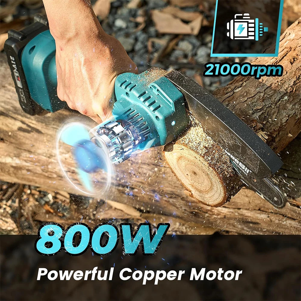 Mini Chainsaw Cordless 6-inch Handheld Electric Power Chain Saw