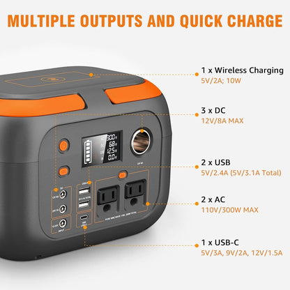 300W Portable Power Station 260Wh/70000mAh Outdoor Solar Generator 110V Outlet Solar Power Banks