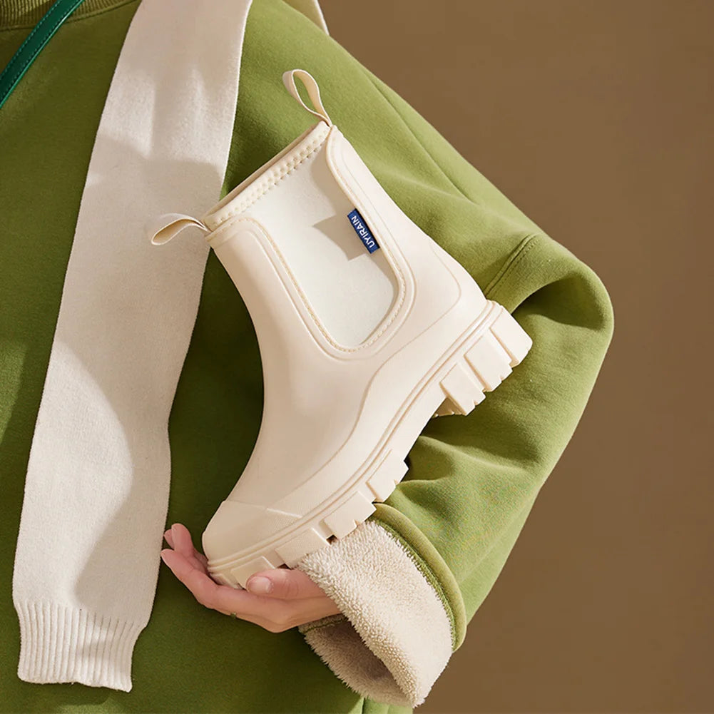 Women's Rain Boots with Plush Lining Waterproof  Anti-slipping boots