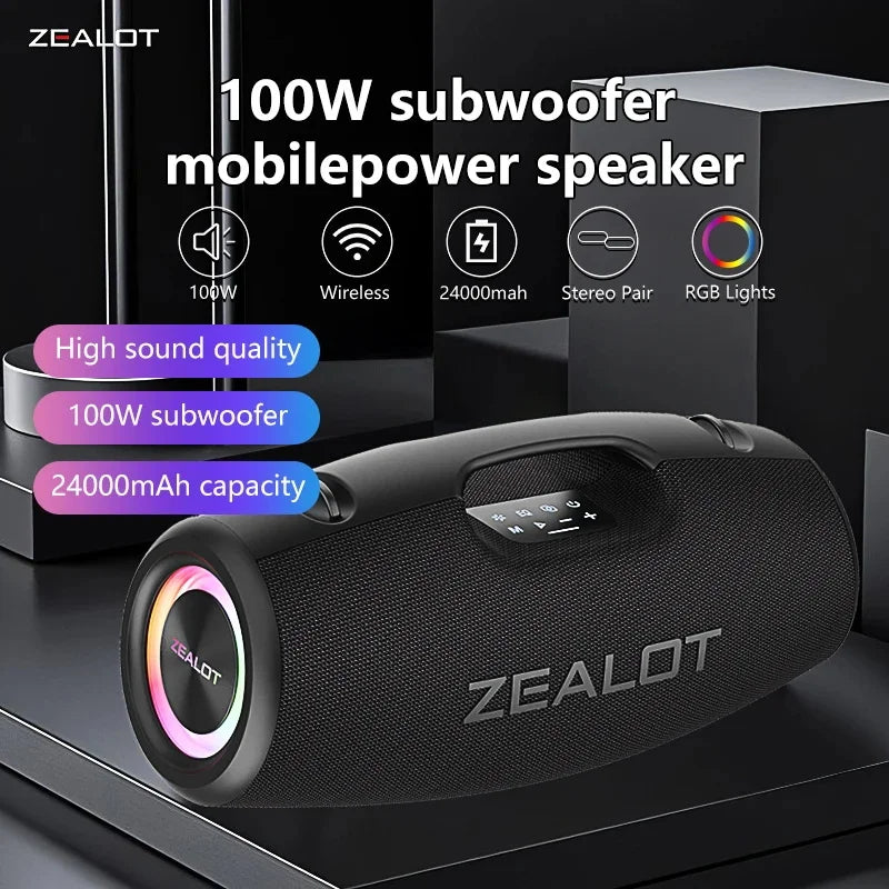 S78 100W Wireless Speakers, DSP Technology ,Dream Light,  Subwoofer Speaker ,  Dual Pairing,24000mAh.
