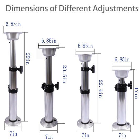3 Levels Adjustable Aluminum Alloy RV Boat Table Pedestal 17-28 Inch Height