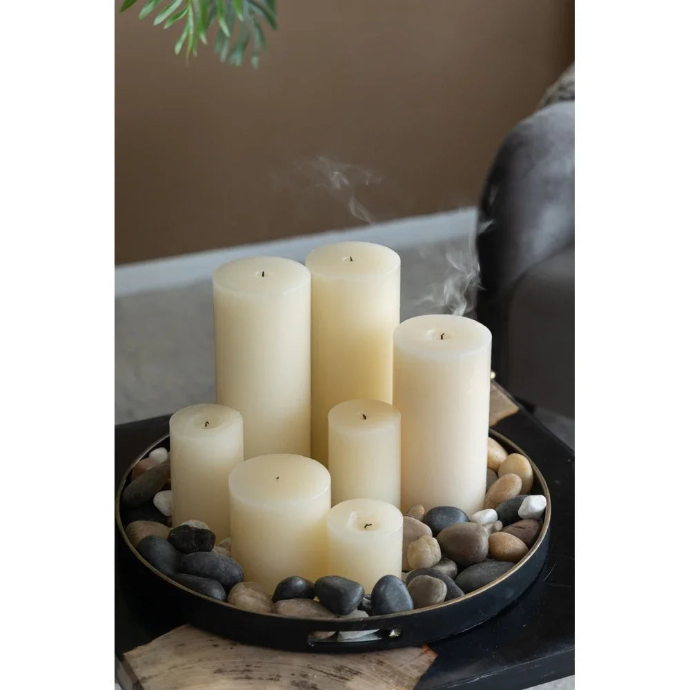 Ivory Pillar Candles - Smoke-free and Odorless, Perfect for Weddings, Dinners, Christmas, and Home Decor