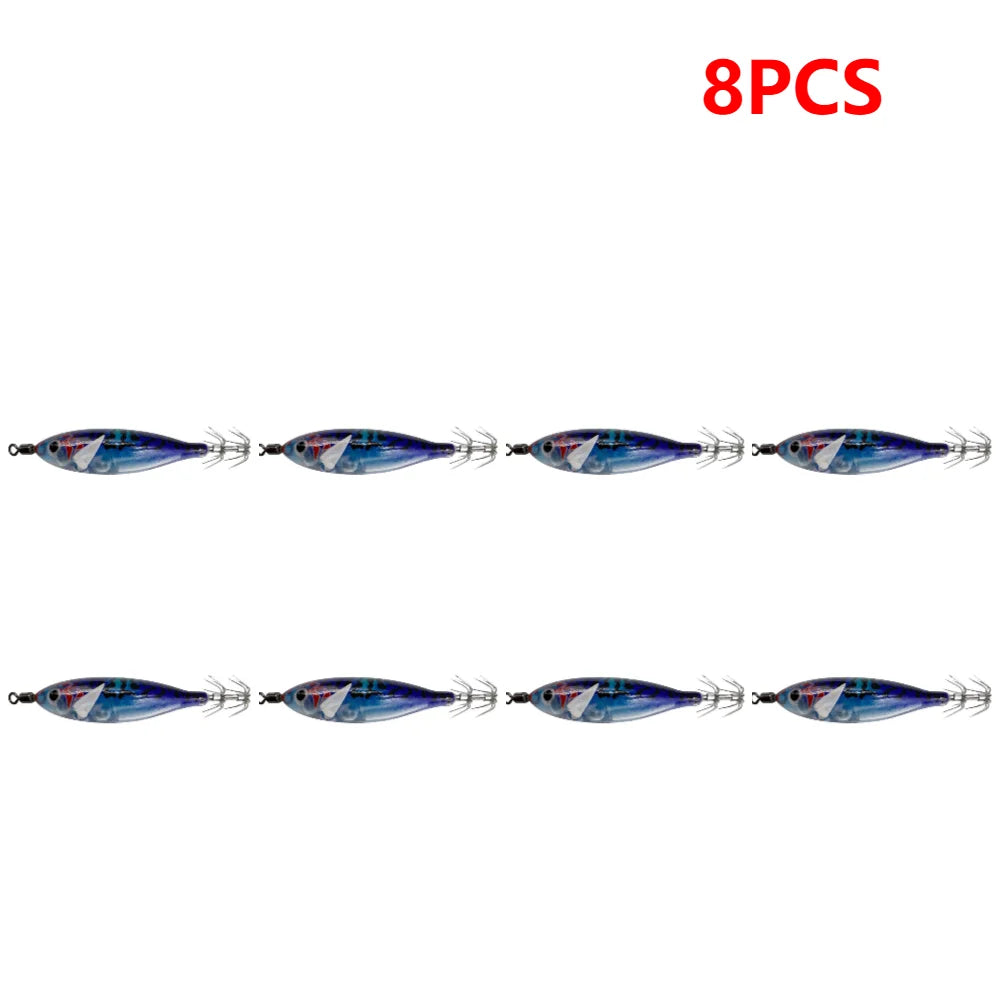 5.7g/8cm Squid Jig Baits Double Hook Glow In The Dark for Night Fishing