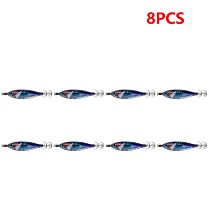 5.7g/8cm Squid Jig Baits Double Hook Glow In The Dark for Night Fishing