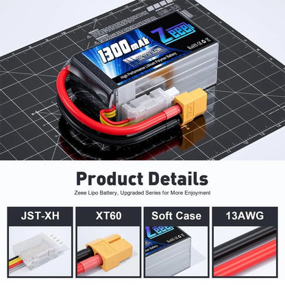 2pcs Drone Battery 11.1V 120C 1300mAh Softcase with XT60 Plug for RC Car Airplane Boats Racing Models Lipo Parts