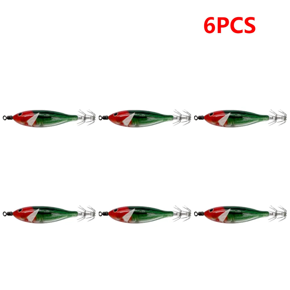 5.7g/8cm Squid Jig Baits Double Hook Glow In The Dark for Night Fishing