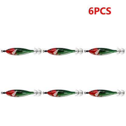 5.7g/8cm Squid Jig Baits Double Hook Glow In The Dark for Night Fishing