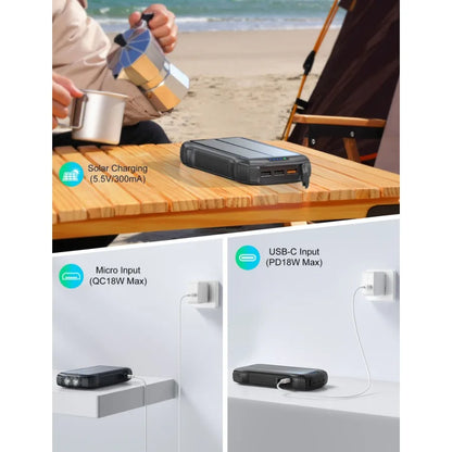 Solar Power Bank 33500mAh Fast Charging Solar Battery Pack