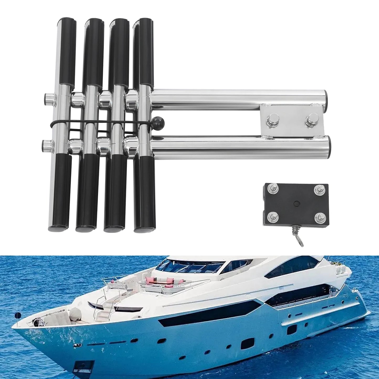 4 Steps Boat Telescopic Ladder Stainless Steel for Boats, Yachts, Swimming Pools, etc