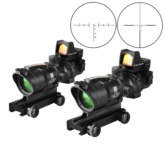 4X32 Real Fiber Optics Red Dot Illuminated Chevron Glass Etched Reticle Tactical Optical Scope