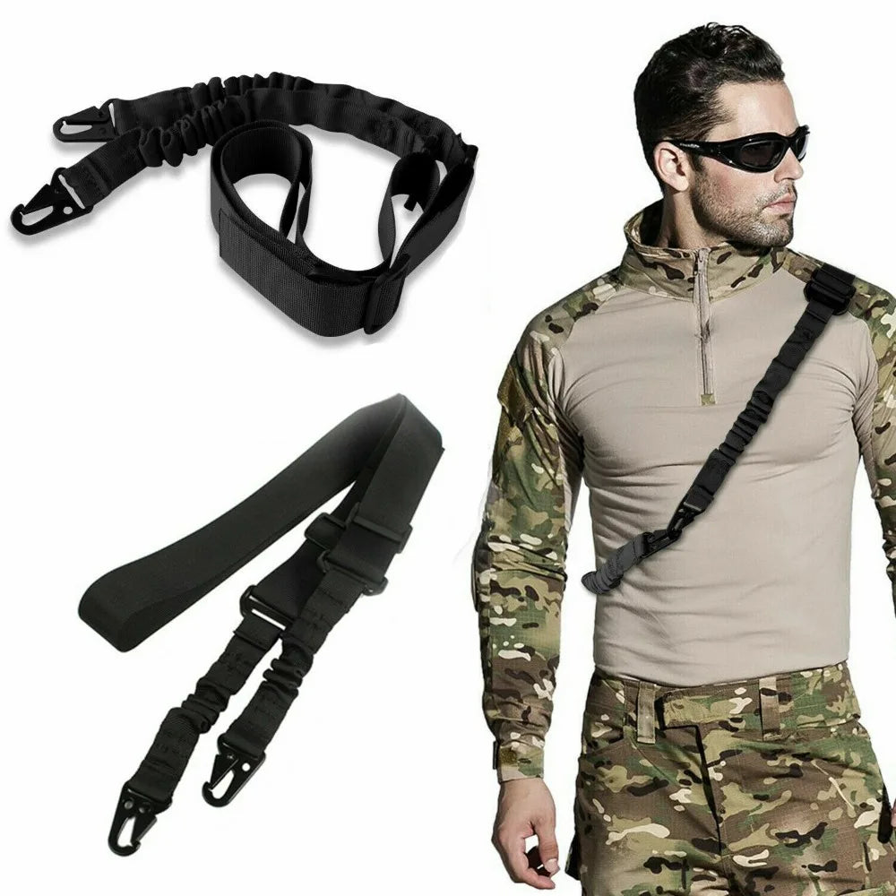 Two Points Rifle Sling with Length Adjuster Traditional Sling with Metal Hook