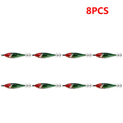 5.7g/8cm Squid Jig Baits Double Hook Glow In The Dark for Night Fishing