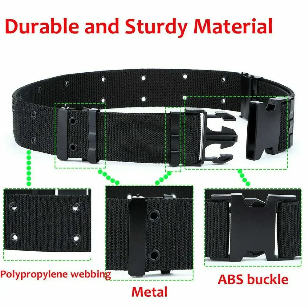Tactical Canvas Pants Belt Double Hole Belt Military Quick Release Pistol Belt