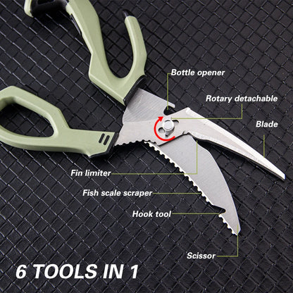 Multifunctional stainless steel detachable  , fishing scissors with fish bone remover, non-slip handle