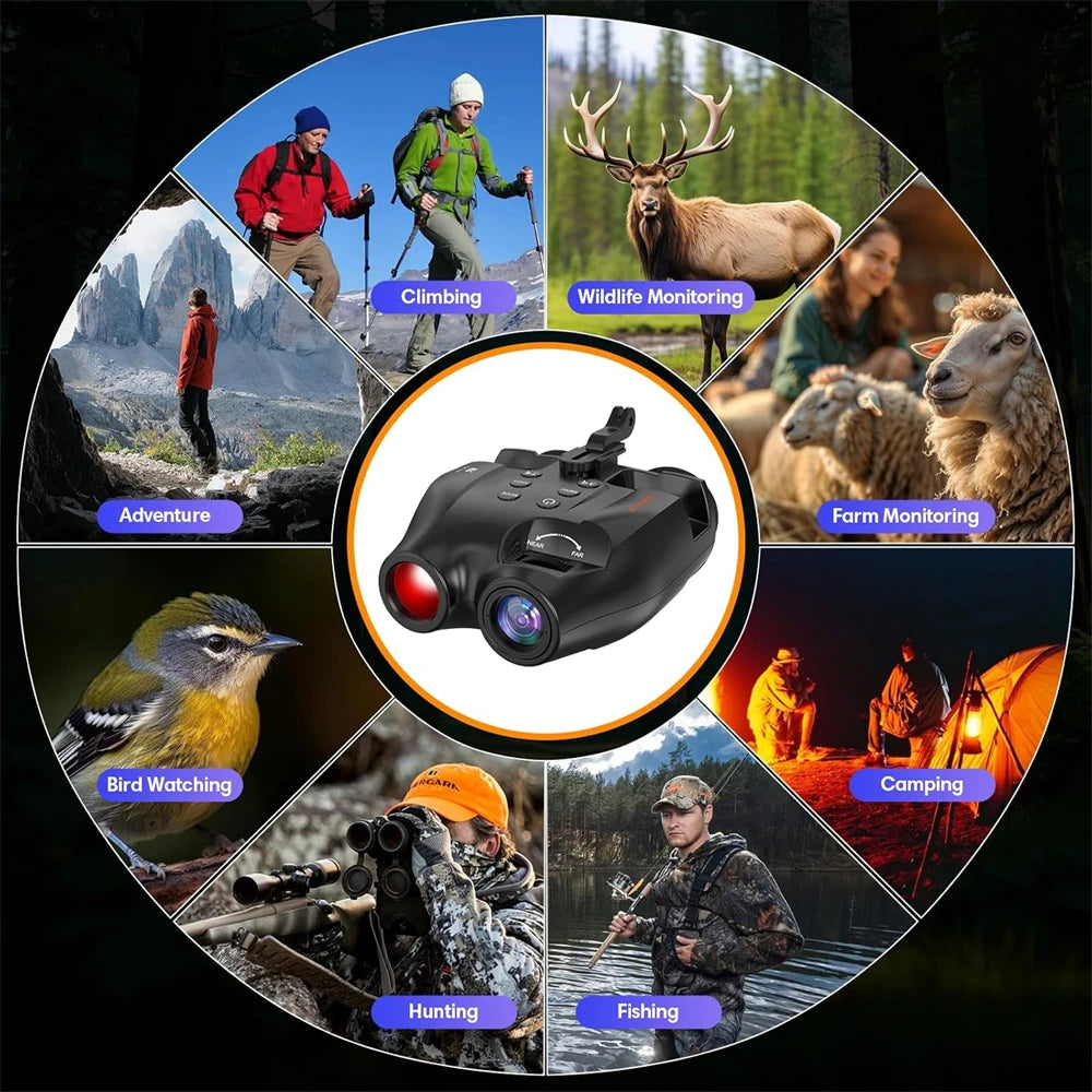Digital Night Vision Binoculars 1080P Full HD Infrared Hunting Camera 300M 5X Optical For Total Darkness Surveillance