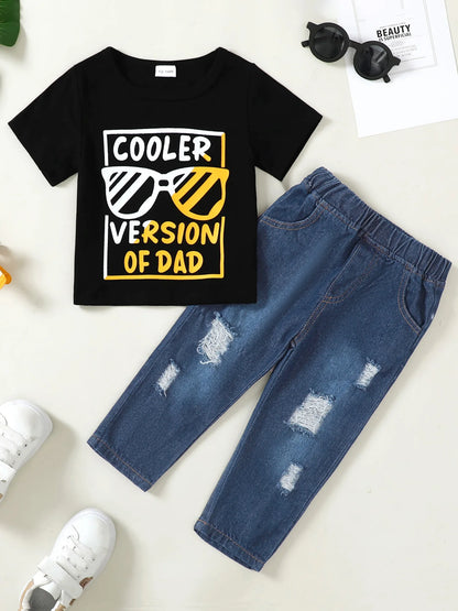 1-5T Boys Summer Outfit T Shirt Short Sleeve  Jeans Pants Set