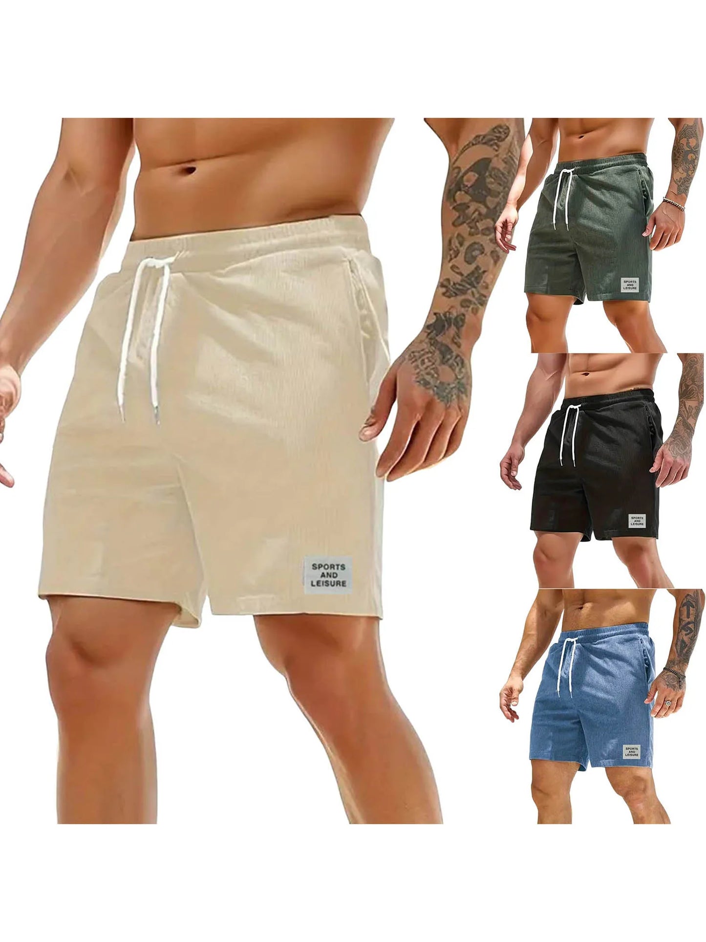 Men s Cotton Cargo  Casual Loose Fit Multi-Pocket Hiking Shorts