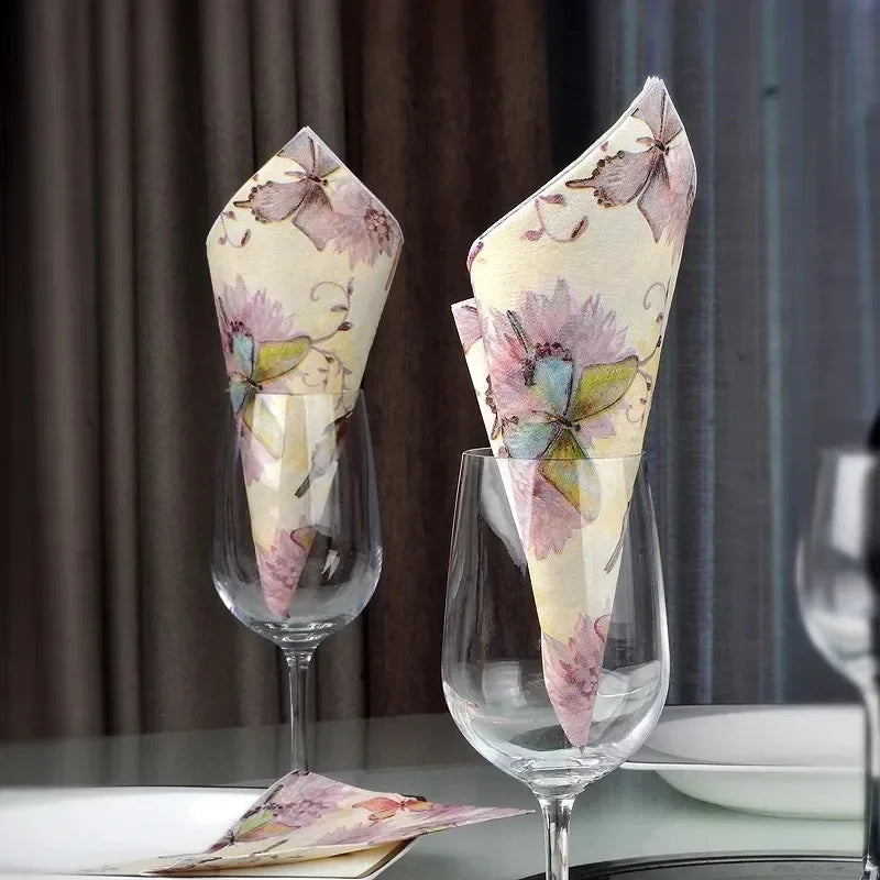 20Pcs/Bag Napkins Paper Butterfly Floral Print Decoupage Napkin