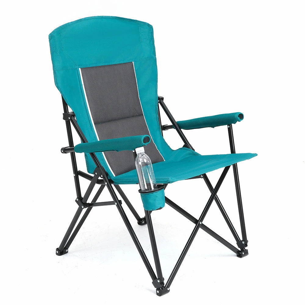 Outdoor Camping Chair, Portable Folding Lounge Moon Chair With Armrests,