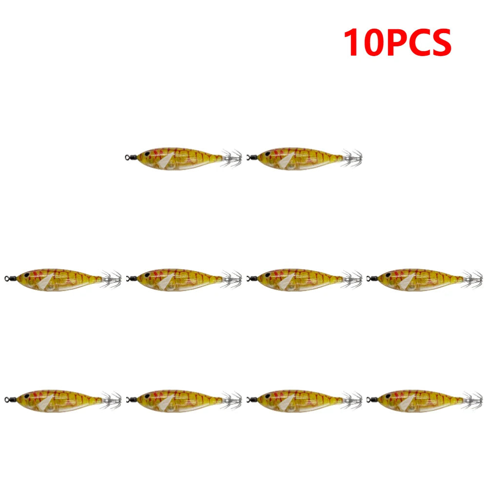 5.7g/8cm Squid Jig Baits Double Hook Glow In The Dark for Night Fishing