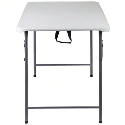 6FT Folding Picnic Table   Fold-in-Half Plastic with Handle