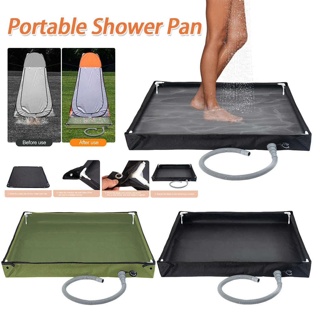 Portable Shower Pan with Drain Hose Camping Shower