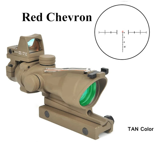 4X32 Real Fiber Optics Red Dot Illuminated Chevron Glass Etched Reticle Tactical Optical Scope