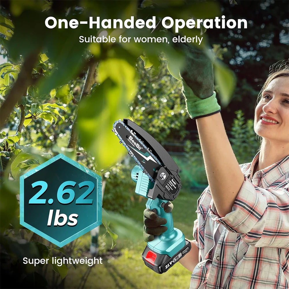 Mini Chainsaw Cordless 6-inch Handheld Electric Power Chain Saw