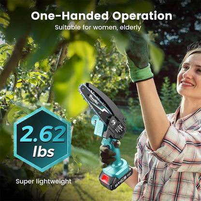 Mini Chainsaw Cordless 6-inch Handheld Electric Power Chain Saw