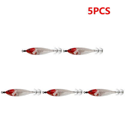 5.7g/8cm Squid Jig Baits Double Hook Glow In The Dark for Night Fishing